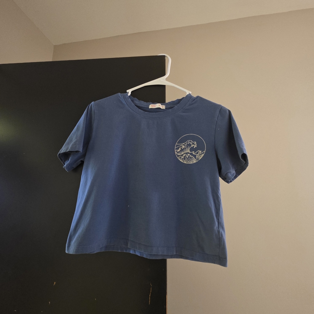 ROMWE Wave Graphic Cropped Tee